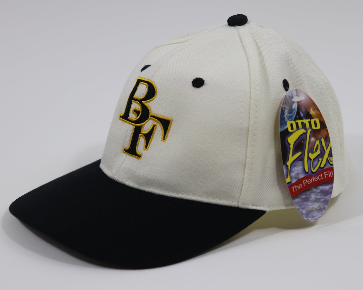 "Stacked BF" Classic Fitted Cap (Cream/Black)